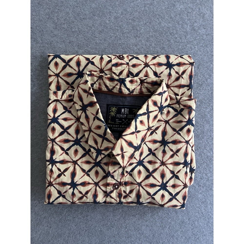 MBX L Premium Goods Button Up Lowrider Car Hawaiian Tropical Kaleidoscope Print